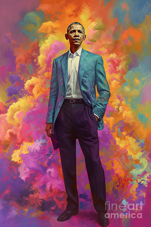 Barack  Obama    Vibrant  By Asar Studios Painting