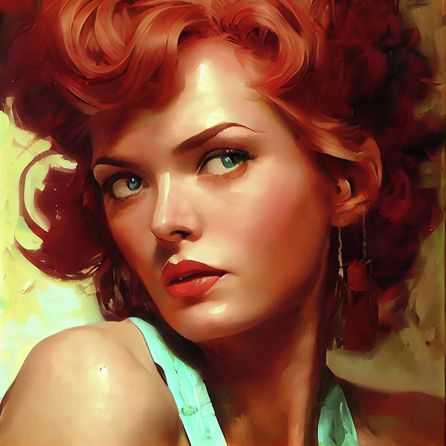 Beautiful Redheaded Pin Up Ww S S Era Digital Art By Aj