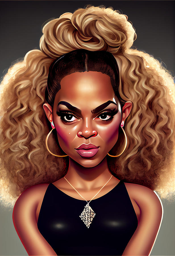 Beyonce Caricature Mixed Media