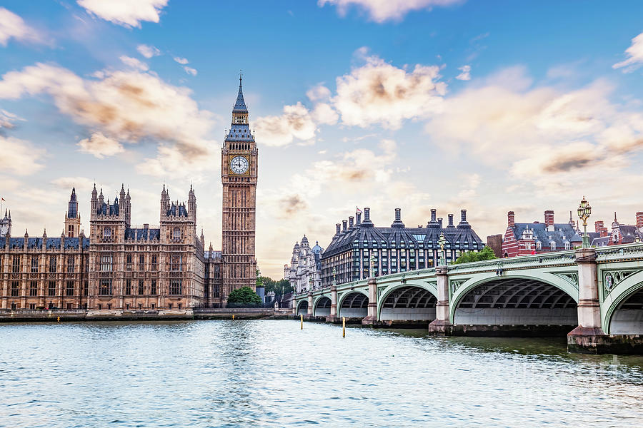 Big Ben, Westminster Bridge on River Thames in London, England, UK ...