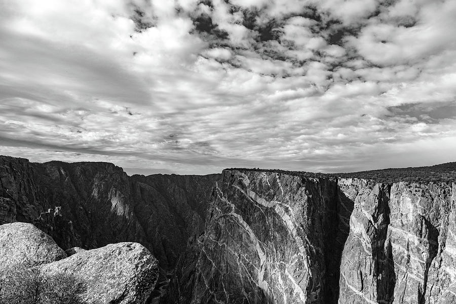 Black Canyon at Gunnison National Park in Colorado in black and white #4 Photograph by Eldon McGraw