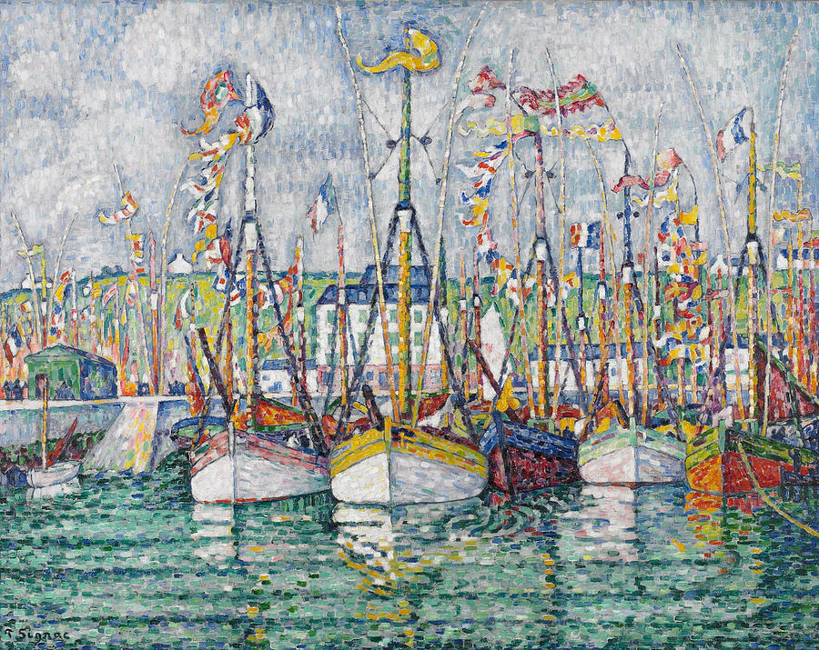 Paul Signac Painting - Blessing of the Tuna Fleet at Groix  #4 by Paul Signac