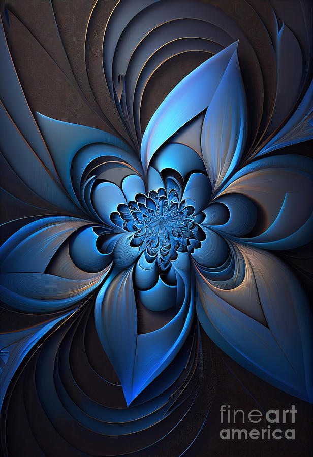 Flower Digital Art - Blue flower geometry #4 by Sabantha