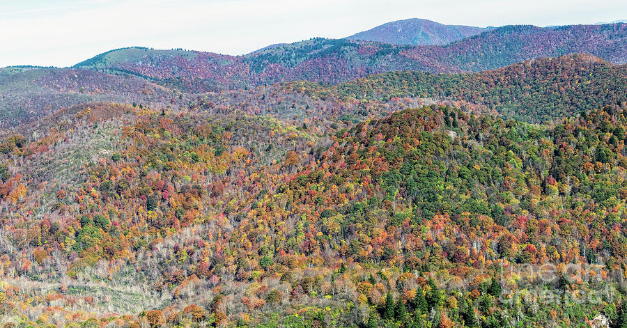 Blue Ridge Parkway Aerial View with Autumn Colors #1 Photograph by David Oppenheimer