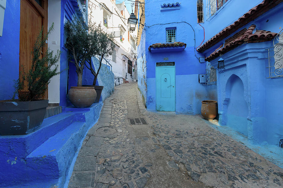 Blue street inside Medina of Chefchaouen #4 Photograph by Mikhail Kokhanchikov