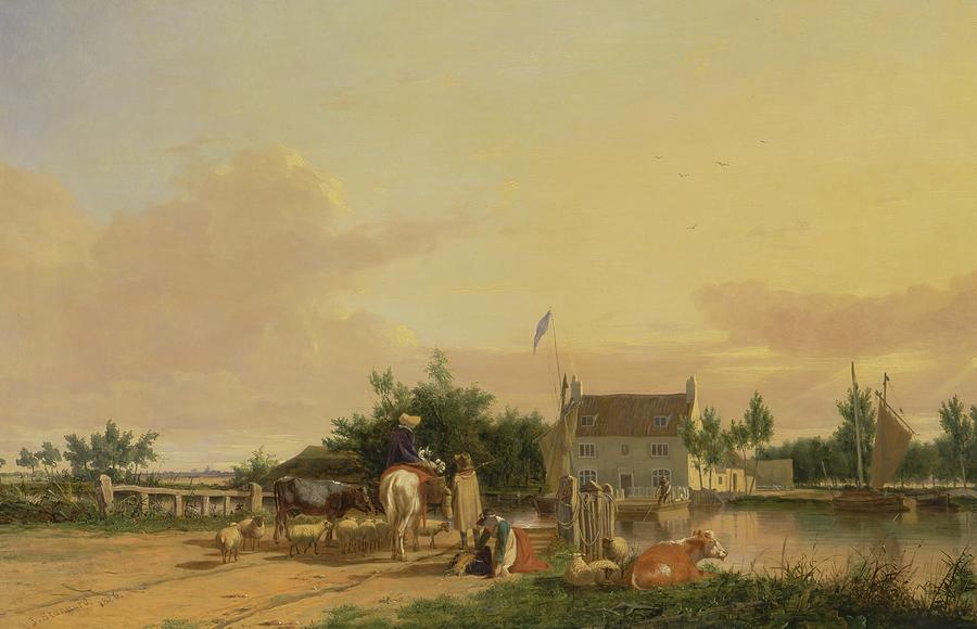  Buckenham Ferry  on the River Yare  Norfolk #1 Painting by Joseph Stannard