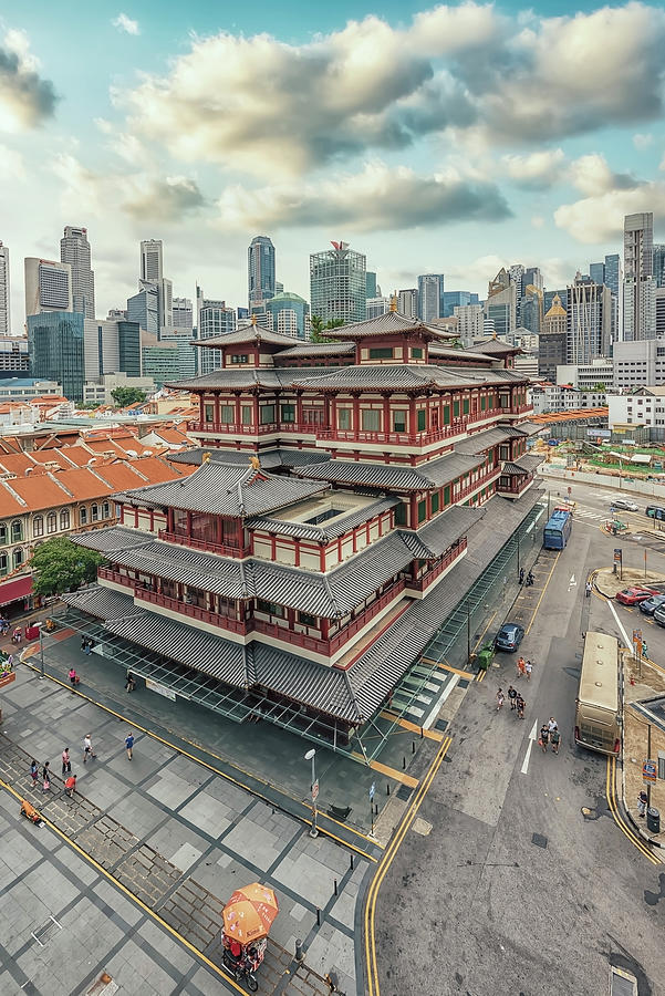 Architecture Photograph - Buddha Tooth Relic Temple #4 by Manjik Pictures
