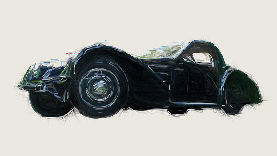 Bugatti Type 57S Coupe Drawing #4 Digital Art by CarsToon Concept