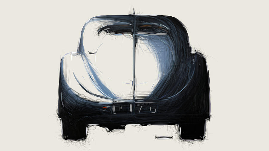 Bugatti Type 57SC Atlantic Coupe Drawing #4 Digital Art by CarsToon Concept