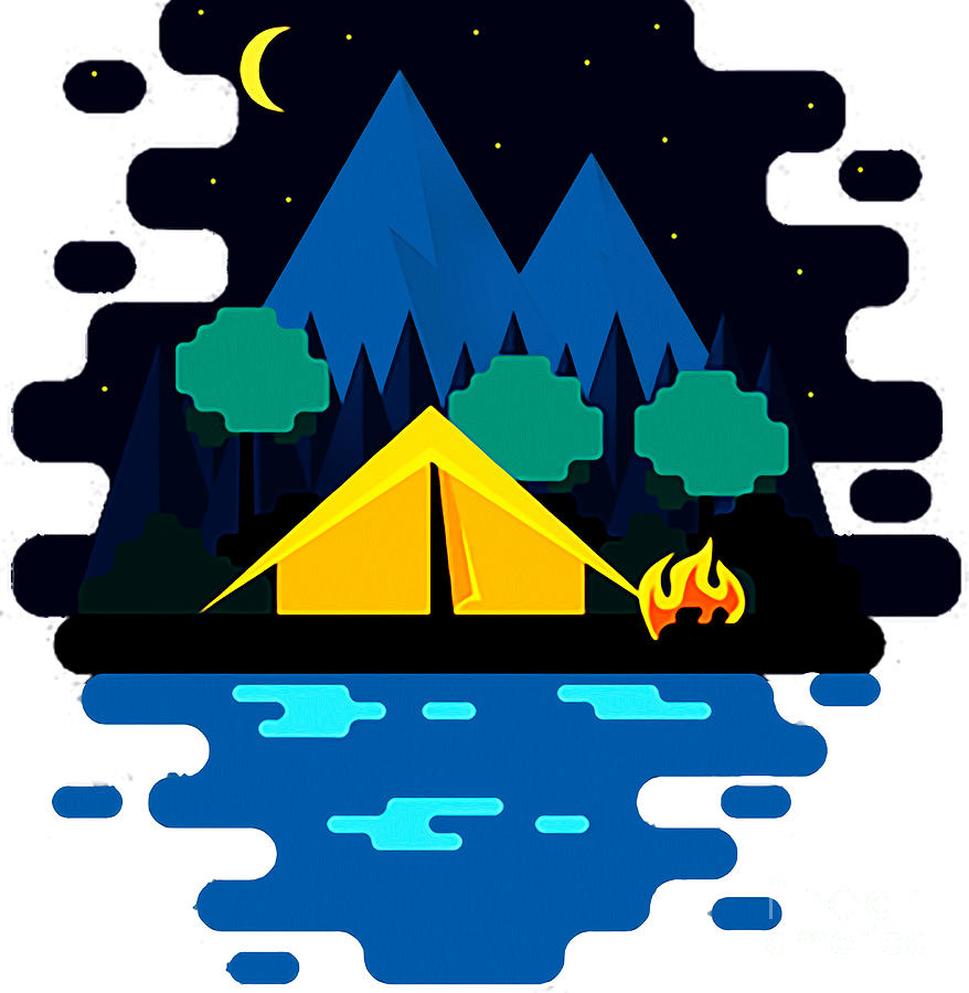 Mountain Digital Art - Camping, #4 by Jeni Puspita