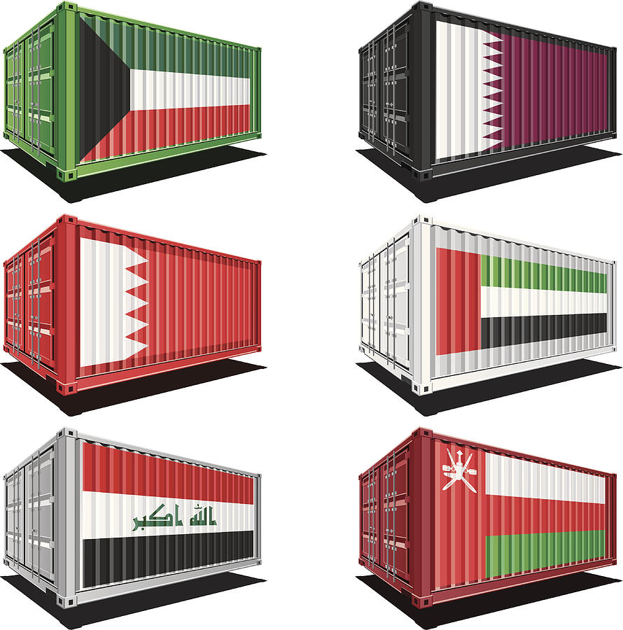 Cargo containers with flag designs #4 Drawing by B-b