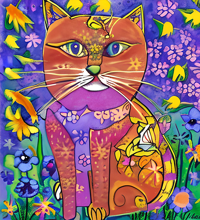 Cat Psychedelic Digital Art by Ervina Anandhita - Fine Art America