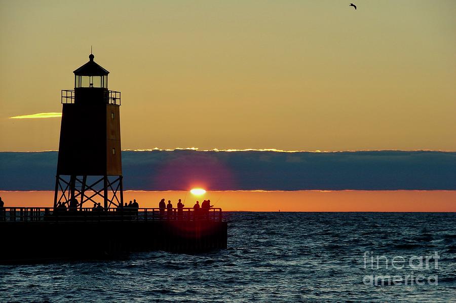 Charlevoix South Pier Lighthouse Digital Art by Tammy Keyes - Pixels