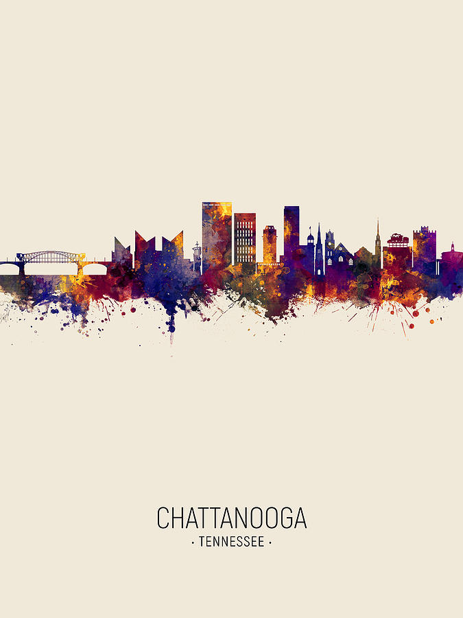 Chattanooga Tennessee Skyline #4 Digital Art by Michael Tompsett