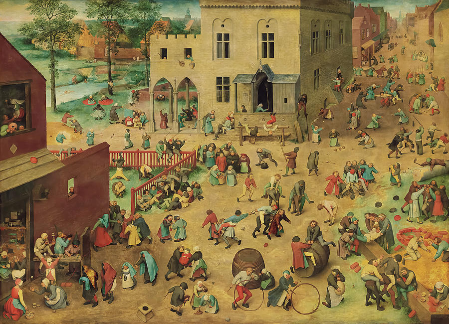 Vintage Painting - Childrens Games by Pieter Brueghel the Elder by Mango Art