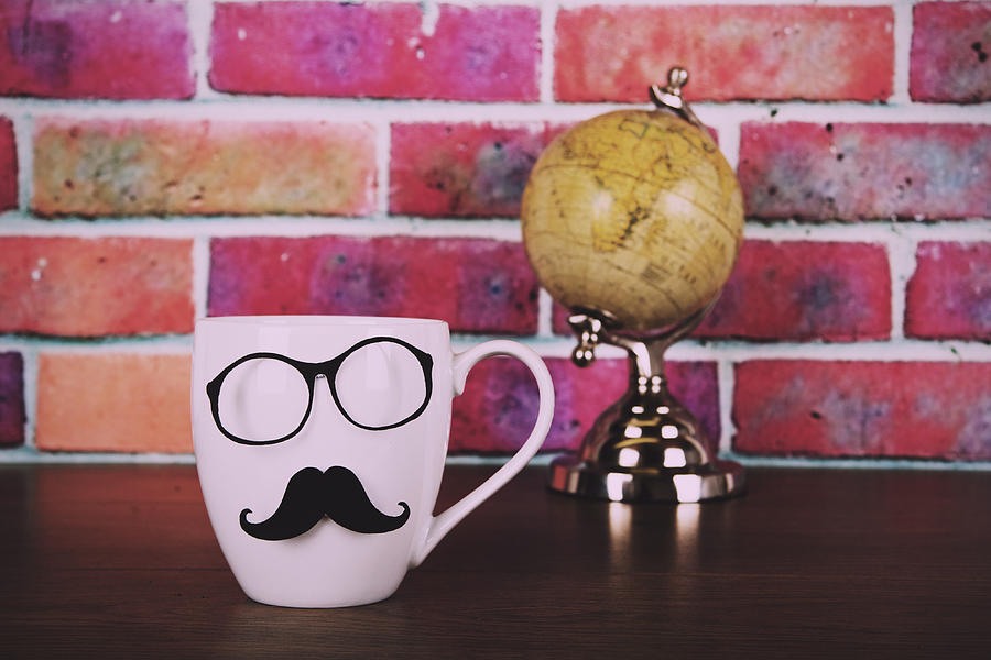 Coffee cup with a black hipster mustache  Vintage Retro #4 Photograph by Christopherhall