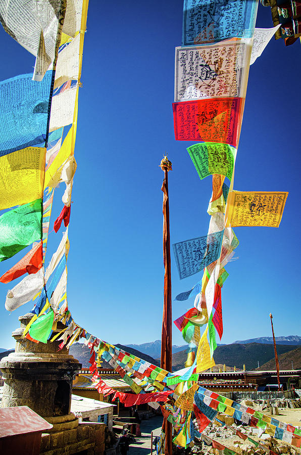 Colorful Tibetan prayer flags spreading good fortune  #4 Photograph by Adelaide Lin