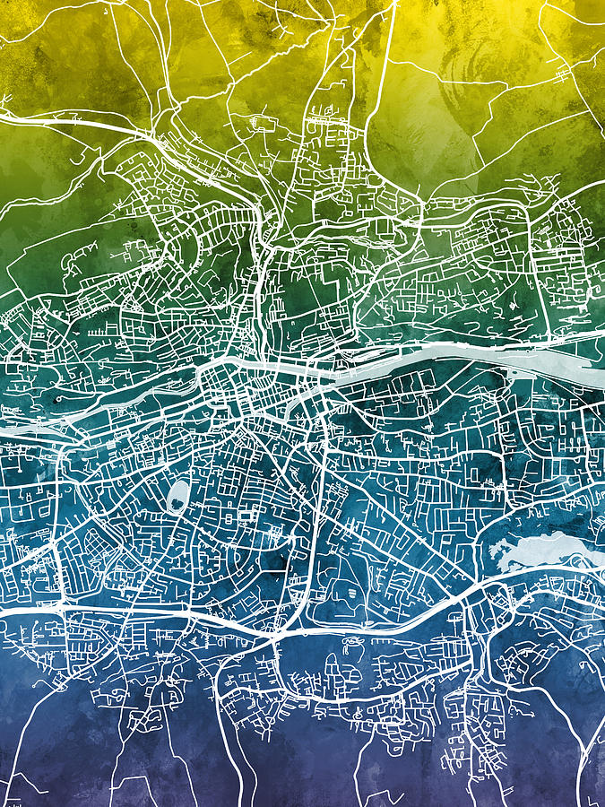 Cork Ireland City Map #4 Digital Art by Michael Tompsett