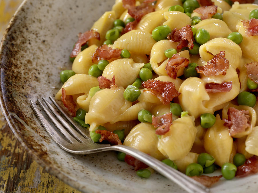 Creamy Shells and Cheese Carbonara with Peas #4 Photograph by Lauri Patterson