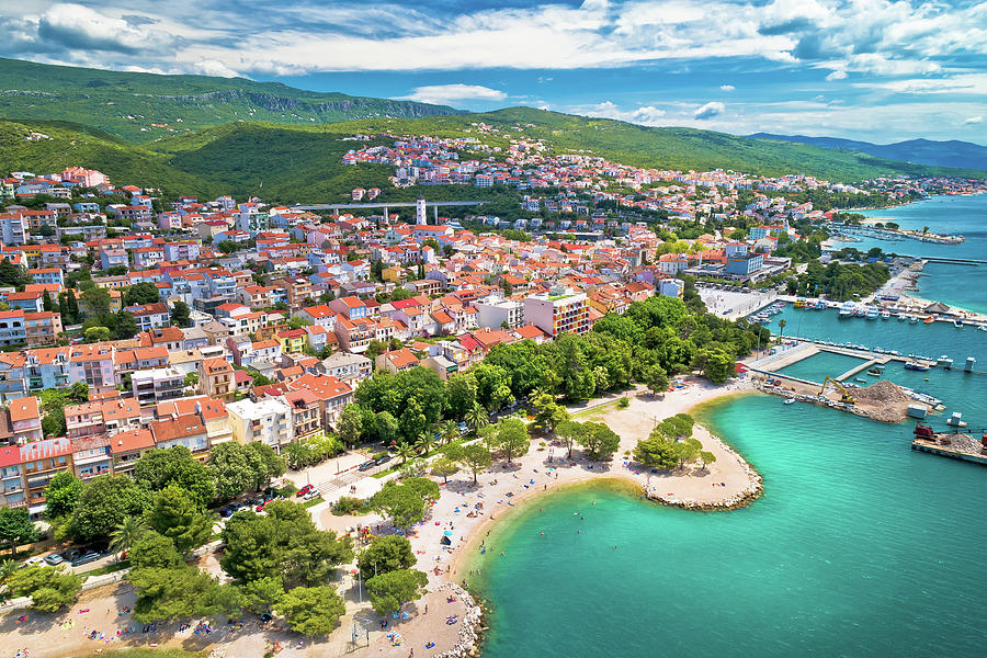 Crikvenica. Town On Adriatic Sea Waterfront Aerial View Photograph