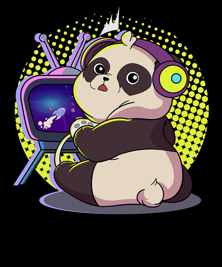 Cute Panda Bear Level Gaming Gamer Digital Art by Toms Tee Store - Fine ...