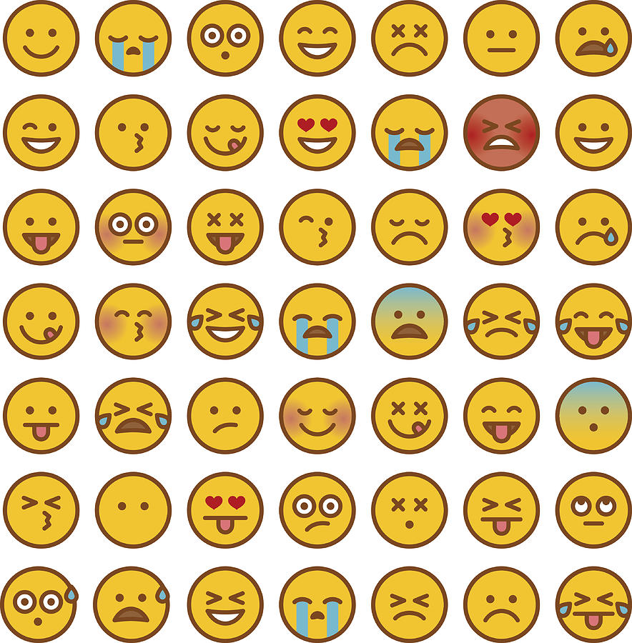 Cute Set of Simple Emojis #4 Drawing by Bortonia