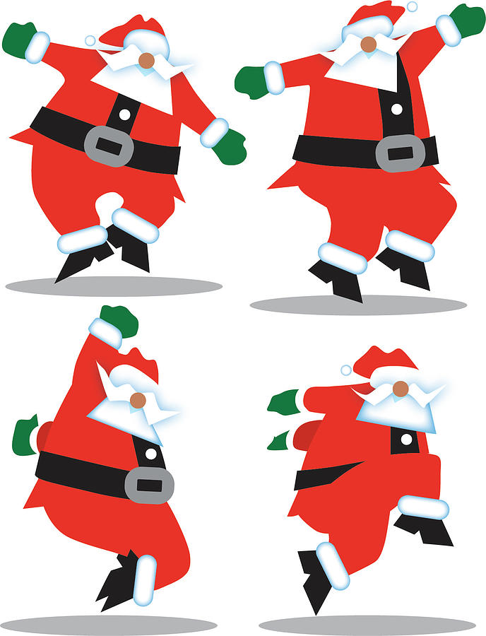 4 Dancing Santas Digital Art by Gregory DeGroat