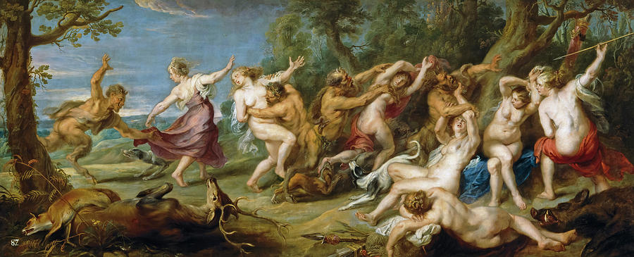 Peter Paul Rubens Painting - Diana and her Nymphs surprised by Satyrs by Peter Paul Rubens by Mango Art