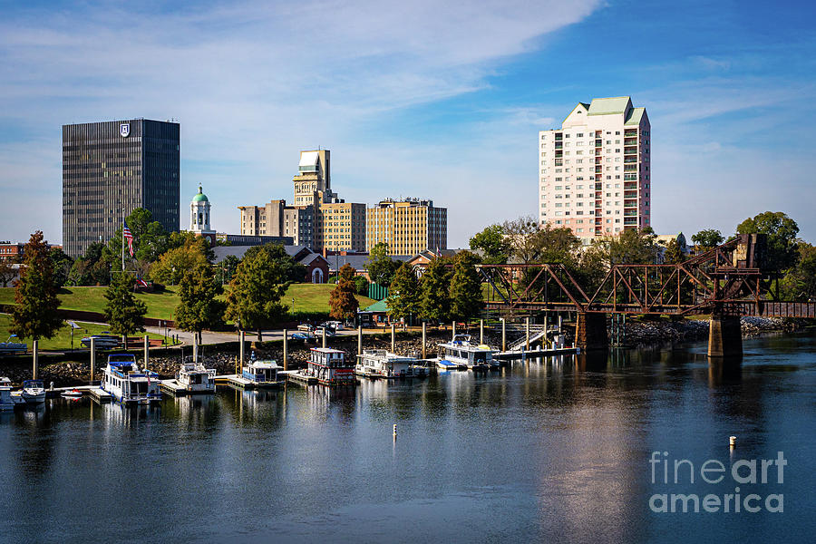 Downtown Augusta GA Skyline and the Savannah River Photograph by The ...