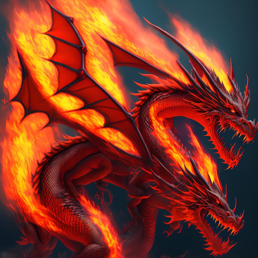 Dragon of Fire, Generative AI Illustration Digital Art by Miroslav ...