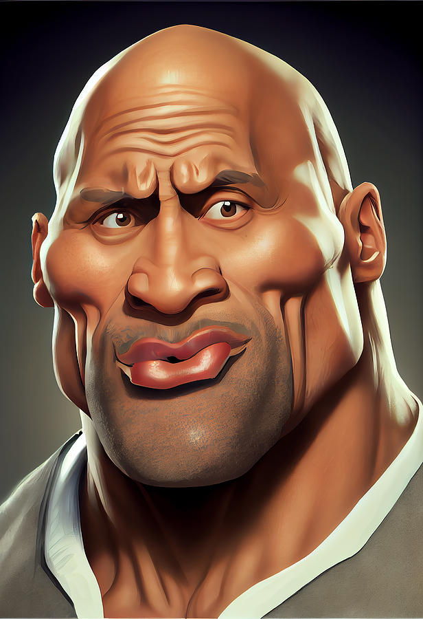 Dwayne Johnson The Rock Caricature Mixed Media by Stephen Smith Galleries Fine Art America