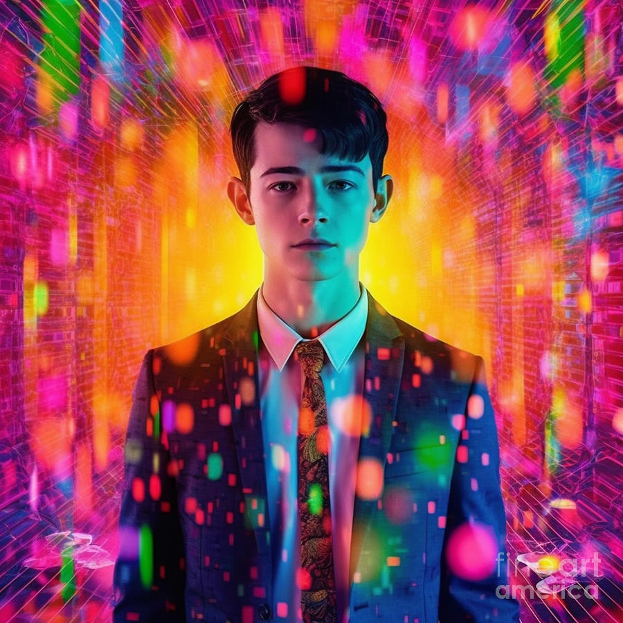 Dylan  Minnette  Vibrant  By Asar Studios Painting