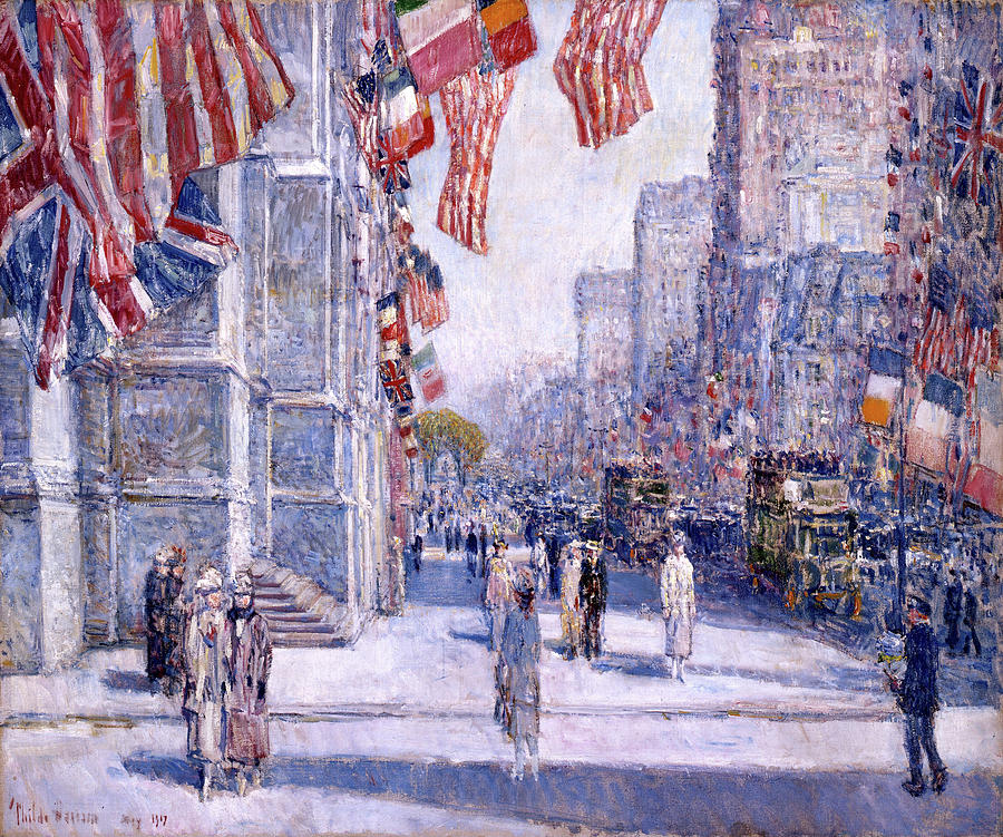 Early Morning on the Avenue in May 1917 #4 Painting by Childe Hassam Early Morning on the Avenue in May 1917 #4 Painting by Childe Hassam