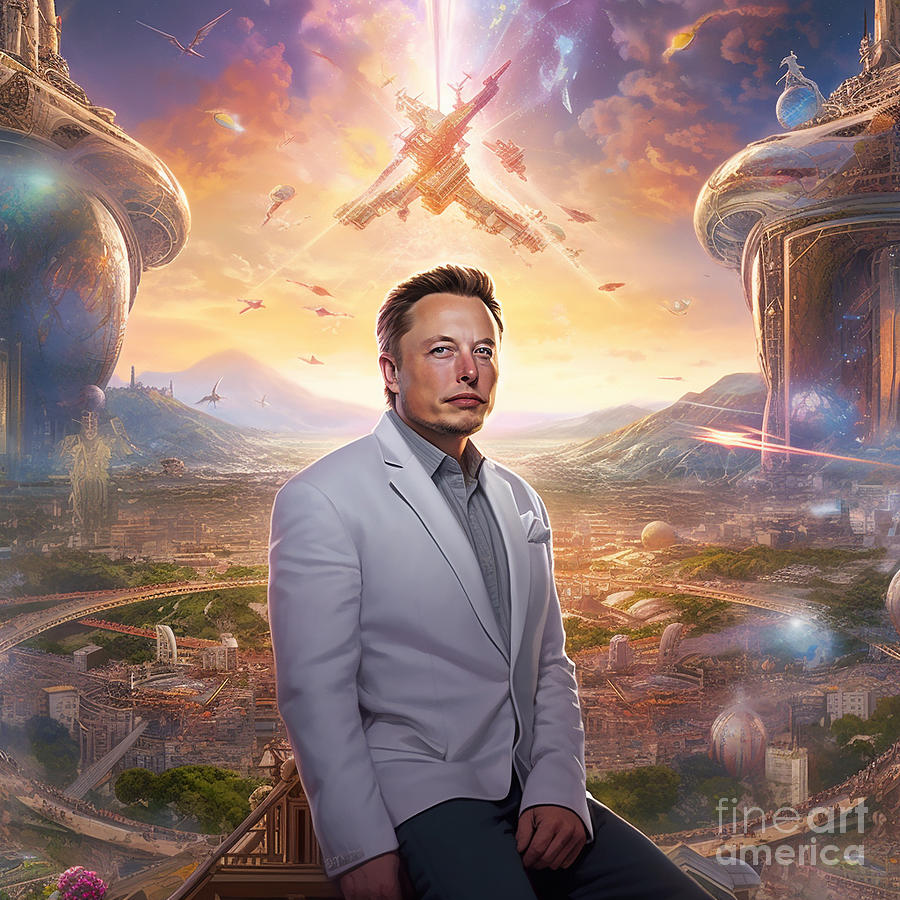 elon musk euphoric utopia cover art realistic by Asar Studios #4 ...