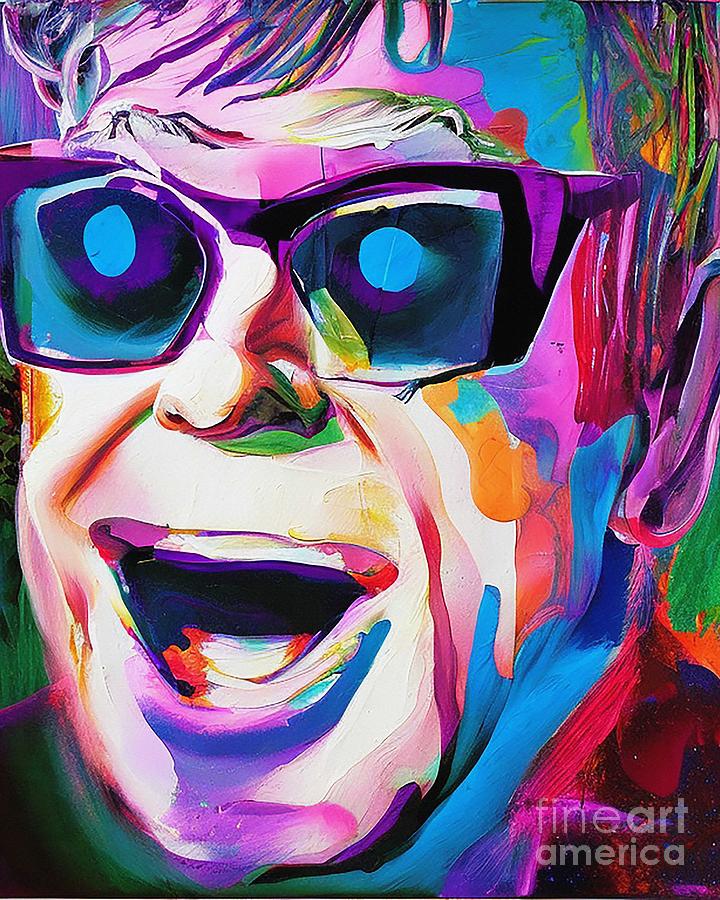 Elton John Abstract Art Mixed Media by Lisa Von - Fine Art America