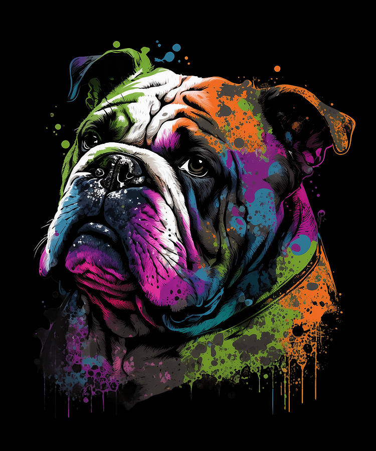 English Bulldog Pop Art I Dog Lover I Splash Art Bulldog Digital Art by ...