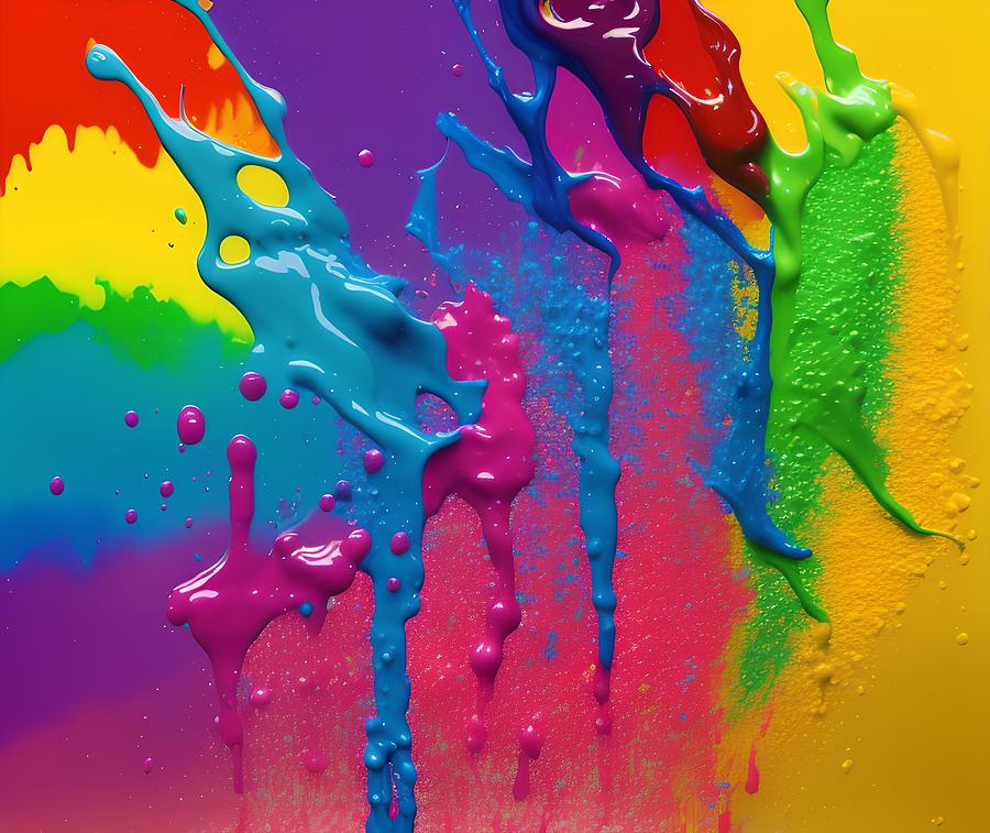 Exploding Liquid Paint Splashes, Generative AI Illustration Digital Art ...