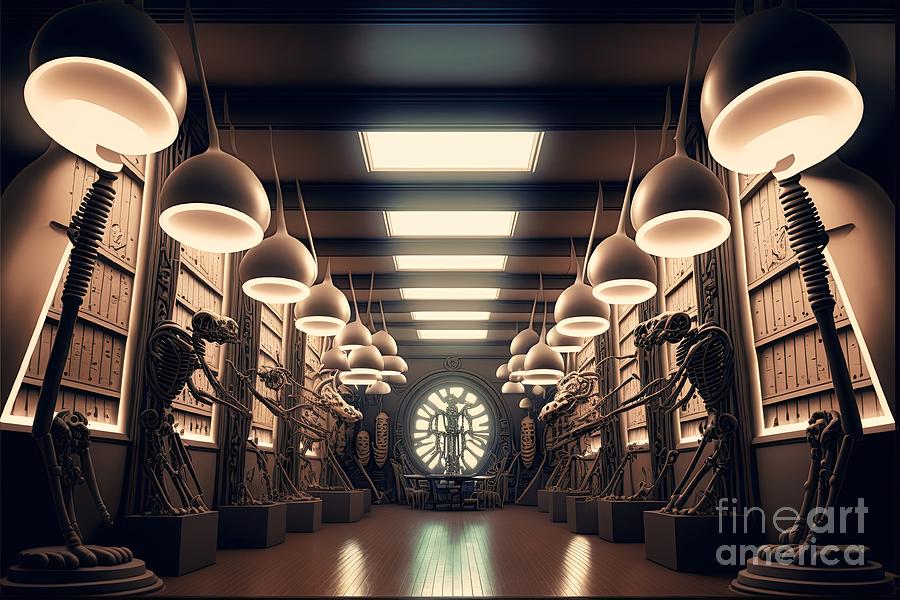extraterrestrial Alien Museum interior #4 Digital Art by Benny Marty