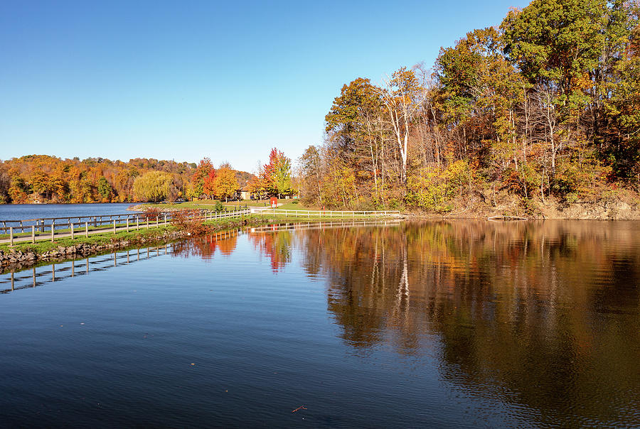 Fall colors surround the lake and trail at Cheat Lake Park #4 ...