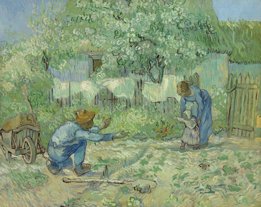 First Steps, after Millet, from 1890 Painting by Vincent van Gogh