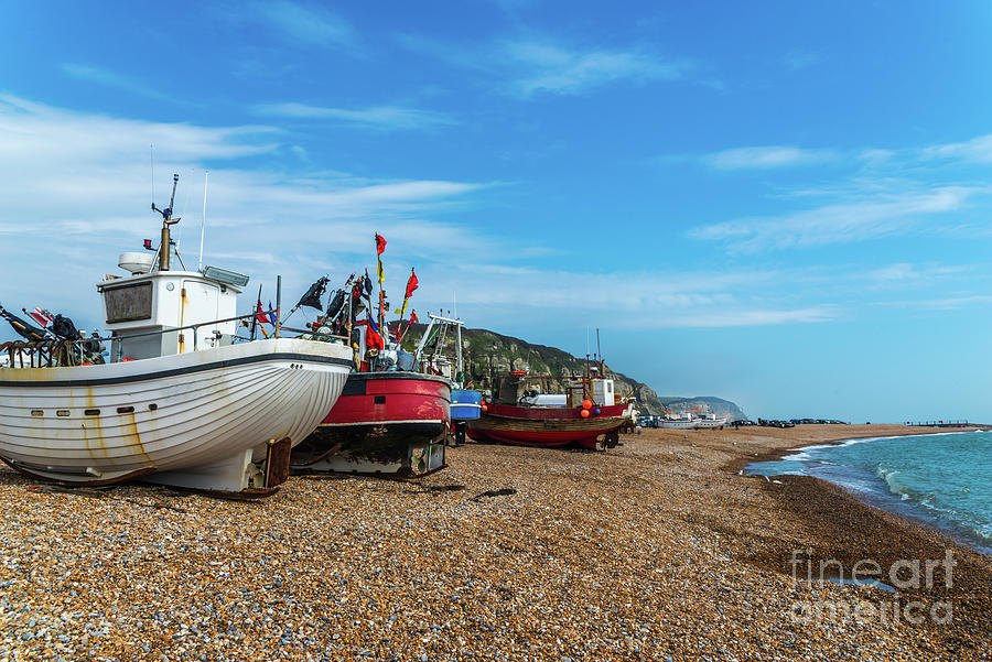 Fishing boats on the shore, pebble beach, wooden boats, fishing #7