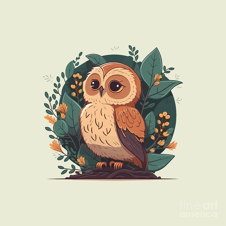 Floral Owl Digital Art