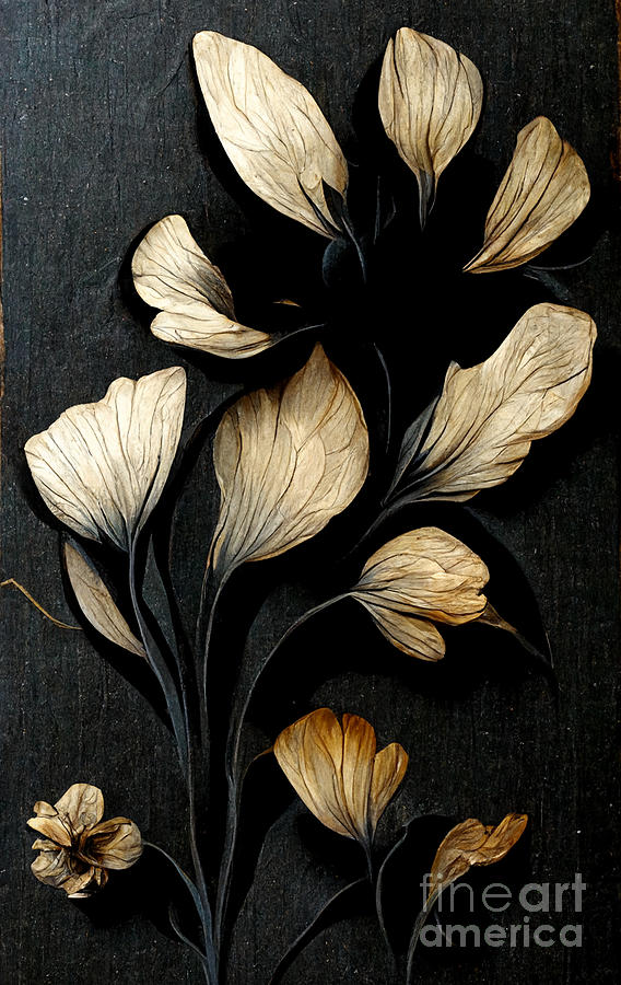 Flower Digital Art - Flowers on Wood #4 by Andreas Thaler