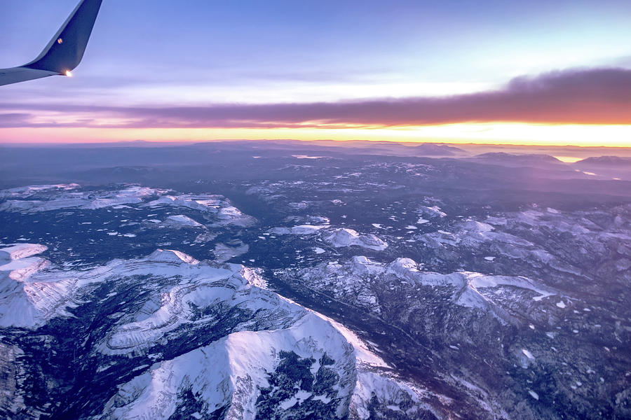 Flying Over Rockies In Airplane From Salt Lake City At Sunset #4 Photograph by Alex Grichenko