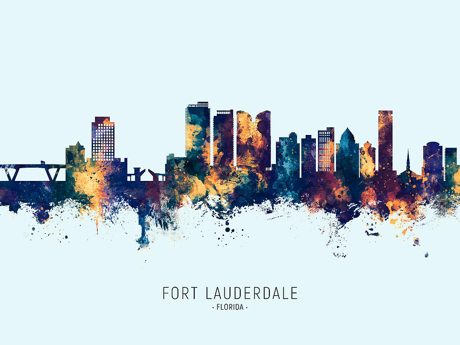 Fort Lauderdale Florida Skyline #4 Digital Art by Michael Tompsett