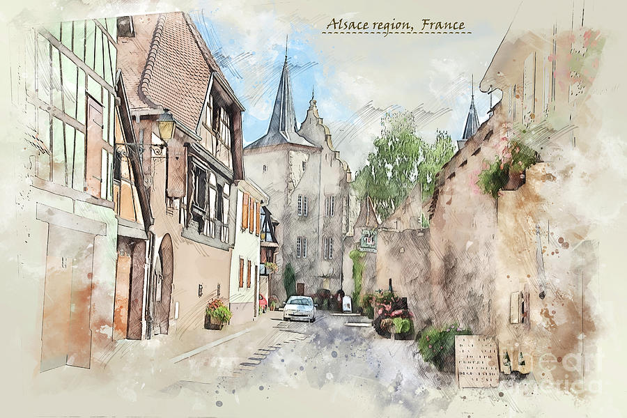 France sketch #4 Digital Art by Ariadna De Raadt