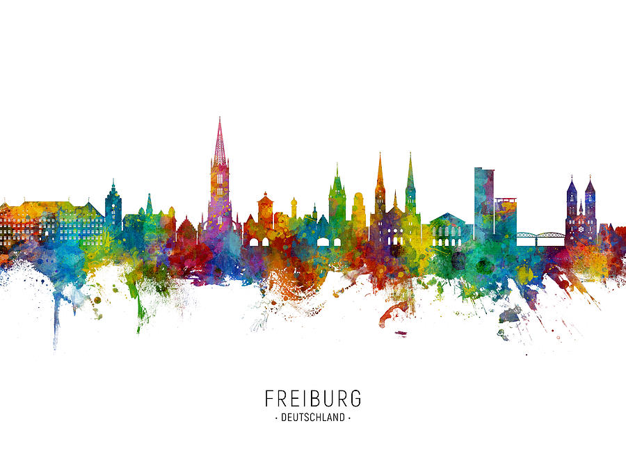 Freiburg Germany Skyline #4 Digital Art by Michael Tompsett
