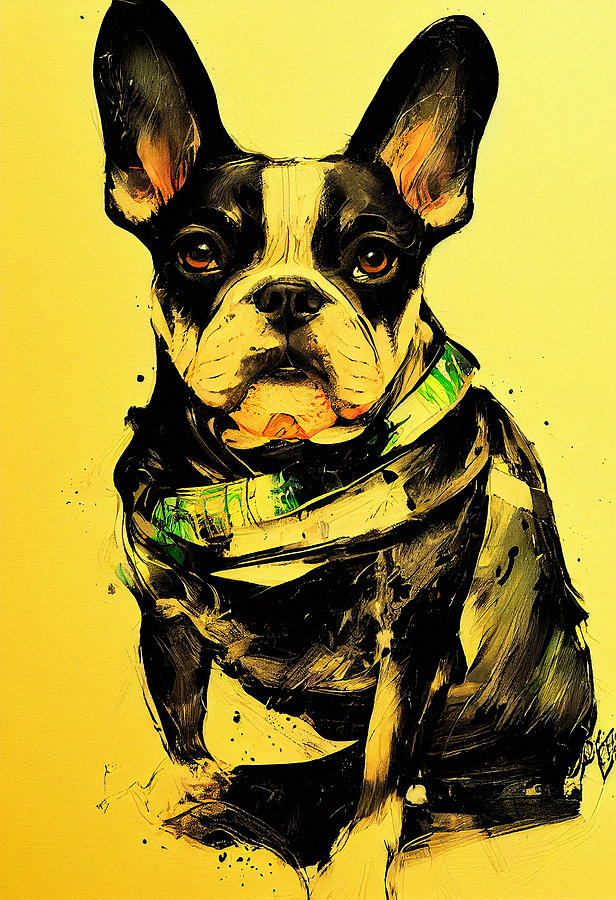 Dog Mixed Media - French bulldog #4 by SampadArt Gallery