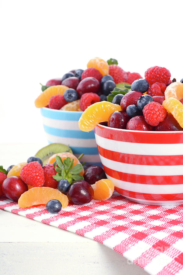 Fresh colorful fruit in breakfast bowls #4 Photograph by Milleflore Images