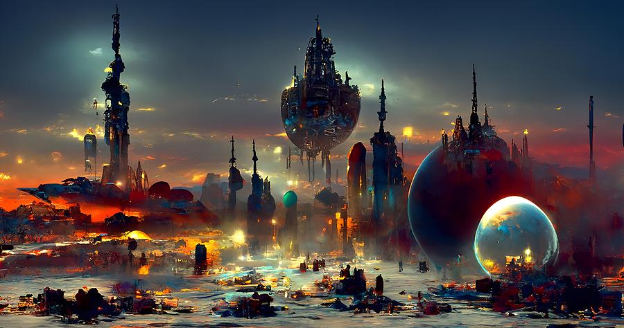 Futuristic City 06 #1 Digital Art by Frederick Butt